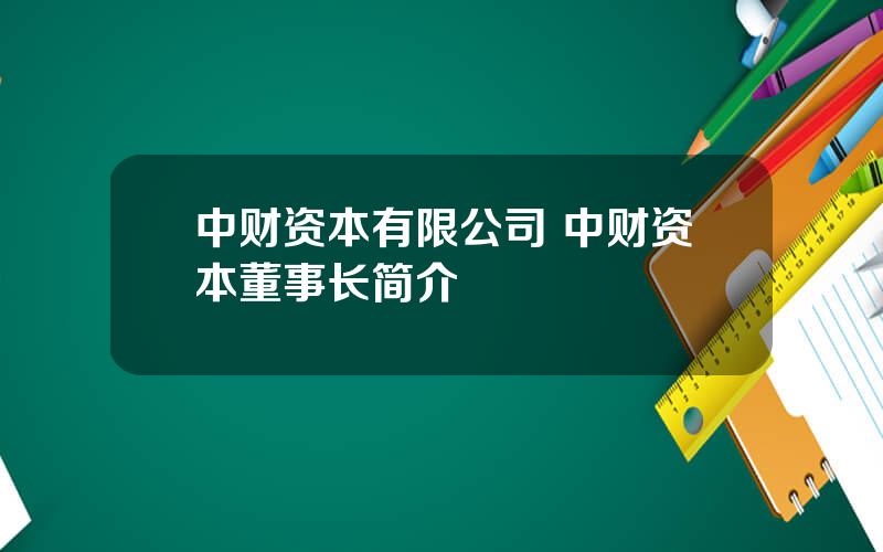 中财资本有限公司 中财资本董事长简介
